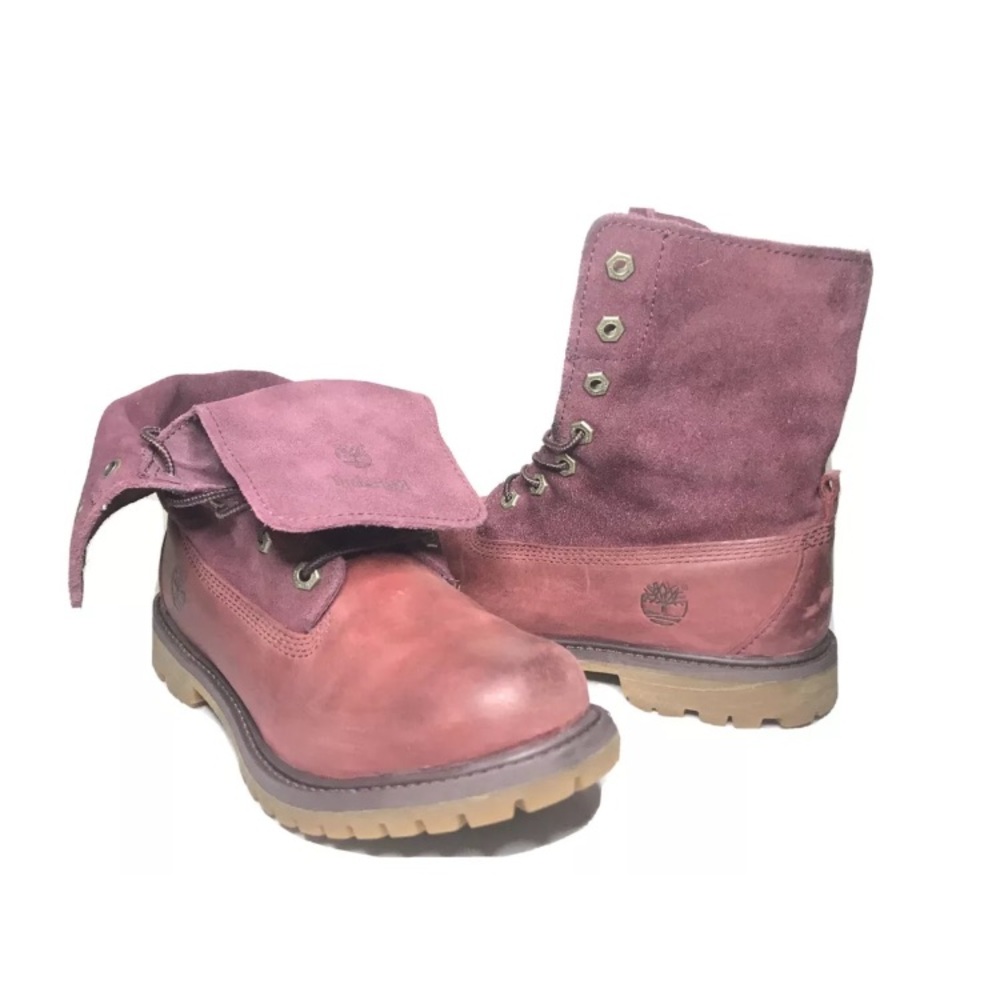 Timberland Premium waterproof leather Lace Up Wine Roll Top work boots 8